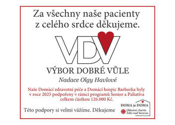 Díky podpoře Nadace Olgy Havlové jsme mohli pořídit nové vybavení pro domácí péči